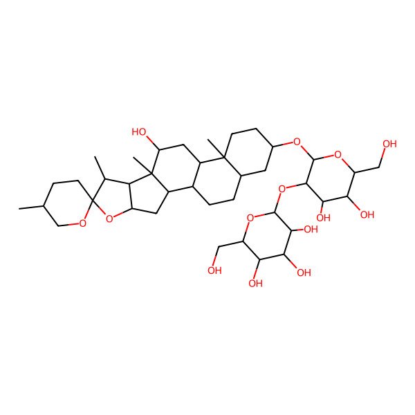 2D Structure of [(25R)-12beta-Hydroxy-5beta-spirostane-3beta-yl]2-O-(beta-D-glucopyranosyl)-beta-D-glucopyranoside