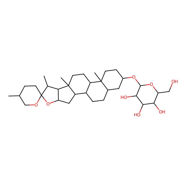 2D Structure of (25r)-5alpha-spirostan-3beta-ol 3-O-beta-d-galactopyranoside