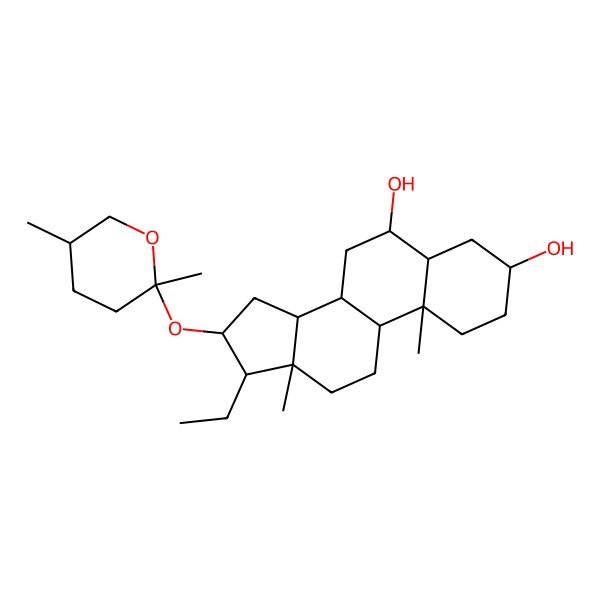 2D Structure of (25R)-5alpha-spirostan-3beta,6alpha-diol