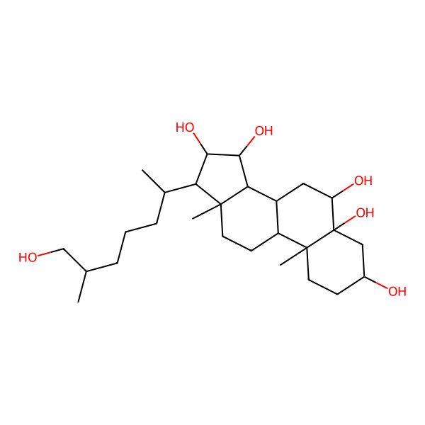 2D Structure of (3S,5R,6R,8R,9S,10R,13R,14S,15R,16R,17R)-17-[(2R,6S)-7-hydroxy-6-methylheptan-2-yl]-10,13-dimethyl-1,2,3,4,6,7,8,9,11,12,14,15,16,17-tetradecahydrocyclopenta[a]phenanthrene-3,5,6,15,16-pentol