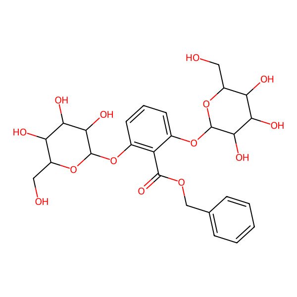 2D Structure of 2,6-Bis(beta-D-glucopyranosyloxy)benzoic acid benzyl ester