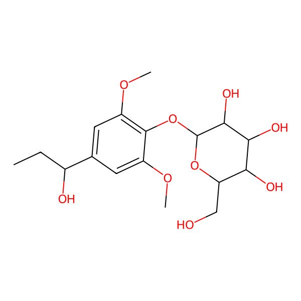 2D Structure of (2R,3S,4S,5R,6S)-2-(hydroxymethyl)-6-[4-[(1R)-1-hydroxypropyl]-2,6-dimethoxyphenoxy]oxane-3,4,5-triol