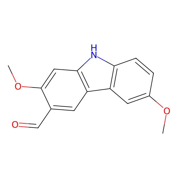 2D Structure of 2,6-dimethoxy-9H-carbazole-3-carbaldehyde