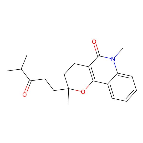 2D Structure of 2,6-Dimethyl-2-(4-methyl-3-oxopentyl)-3,4-dihydropyrano[3,2-c]quinolin-5-one