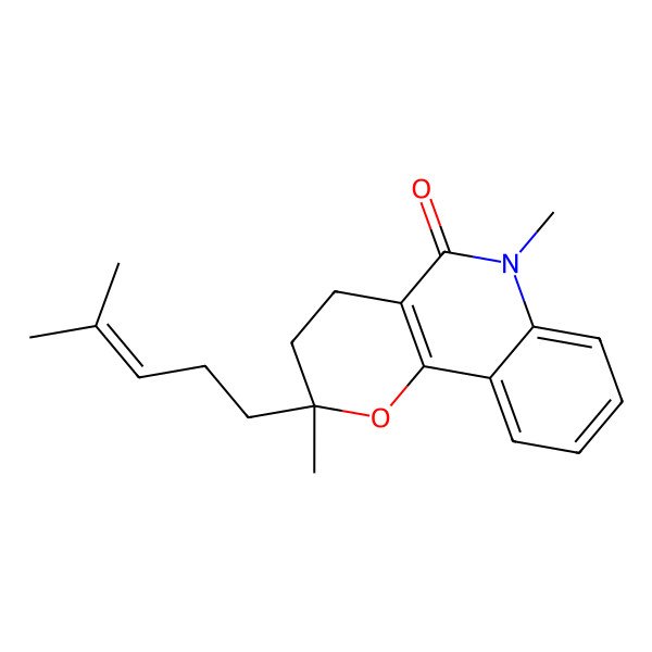 2D Structure of 2,6-Dimethyl-2-(4-methylpent-3-enyl)-3,4-dihydropyrano[3,2-c]quinolin-5-one