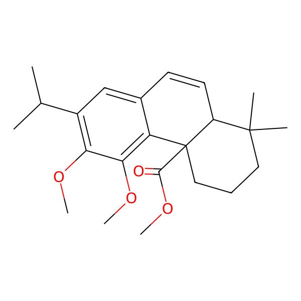 2D Structure of (4aR)-1,1-Dimethyl-5,6-dimethoxy-7-isopropyl-1,3,4,10aalpha-tetrahydrophenanthrene-4abeta(2H)-carboxylic acid methyl ester