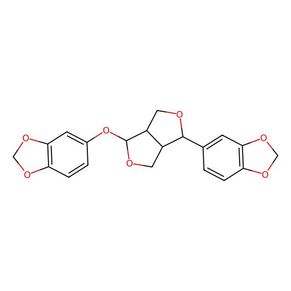 2D Structure of 5-[[(3R,3aS,6S,6aS)-3-(1,3-benzodioxol-5-yl)-1,3,3a,4,6,6a-hexahydrofuro[3,4-c]furan-6-yl]oxy]-1,3-benzodioxole