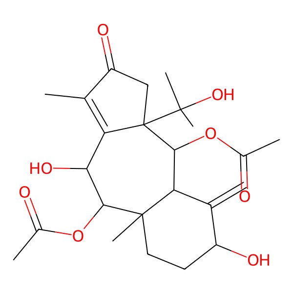 2D Structure of [(4R,5S,5aR,8S,9aR,10R,10aS)-5-acetyloxy-4,8-dihydroxy-10a-(2-hydroxypropan-2-yl)-3,5a-dimethyl-9-methylidene-2-oxo-1,4,5,6,7,8,9a,10-octahydrobenzo[f]azulen-10-yl] acetate