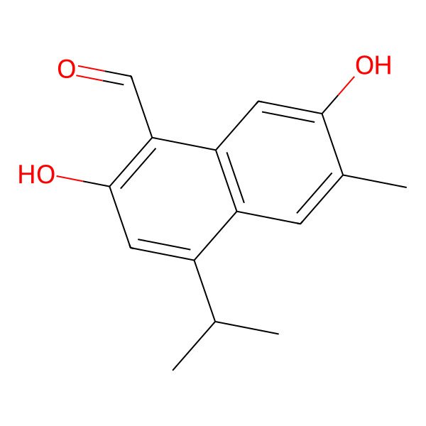 2D Structure of 2,7-Dihydroxy-4-isopropyl-6-methylnaphthalene-1-carbaldehyde