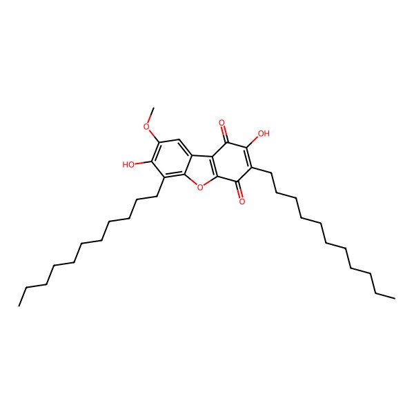2D Structure of 2,7-Dihydroxy-8-Methoxy-3,6-Diundecyldibenzofuran-1,4-Dione