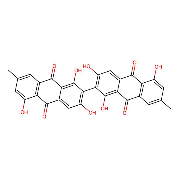 2D Structure of 1,3,5-Trihydroxy-7-methyl-2-(1,3,5-trihydroxy-7-methyl-9,10-dioxoanthracen-2-yl)anthracene-9,10-dione