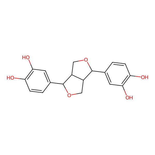 2D Structure of 4-[(3R,3aR,6S,6aR)-3-(3,4-dihydroxyphenyl)-1,3,3a,4,6,6a-hexahydrofuro[3,4-c]furan-6-yl]benzene-1,2-diol