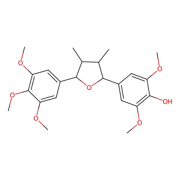 2D Structure of 2beta-(3,4,5-Trimethoxyphenyl)-3beta,4alpha-dimethyl-5beta-(3,5-dimethoxy-4-hydroxyphenyl)tetrahydrofuran