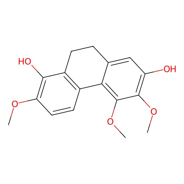 2D Structure of 2,8-Dihydroxy-3,4,7-trimethoxy-9,10-dihydrophenanthrene