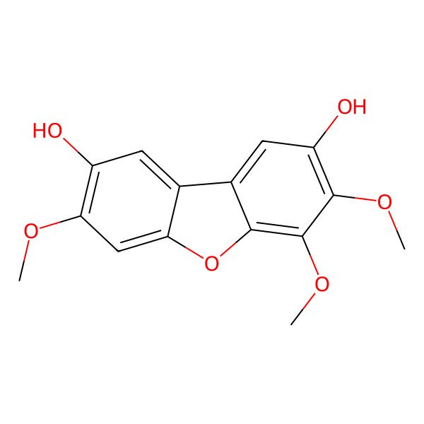 2D Structure of 2,8-Dihydroxy-3,4,7-trimethoxydibenzofuran