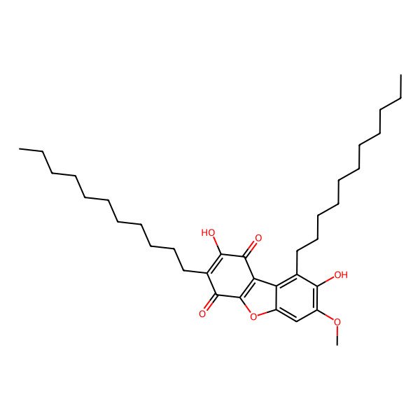 2D Structure of 2,8-Dihydroxy-7-methoxy-3,9-diundecyldibenzofuran-1,4-dione