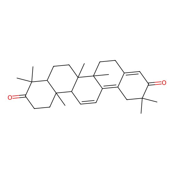 2D Structure of (4aR,6aR,6bS,14aR,14bS)-4,4,6a,6b,11,11,14b-heptamethyl-2,4a,5,6,7,8,12,14a-octahydro-1H-picene-3,10-dione