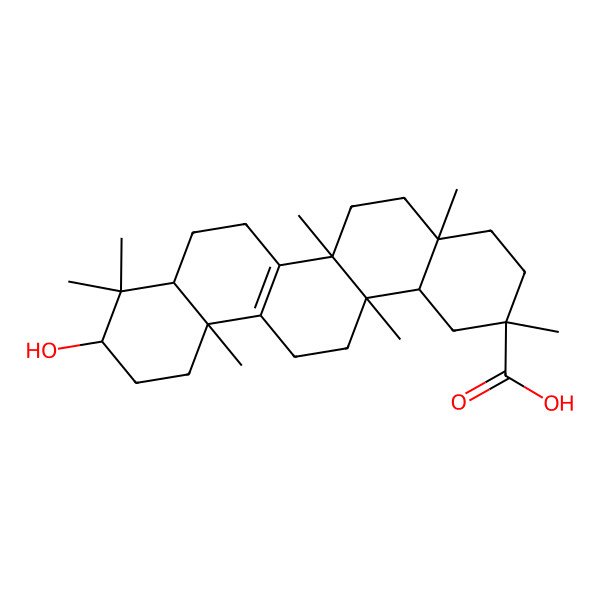 2D Structure of (2s,4As,6as,8ar,10s,12as,14as,14br)-10-hydroxy-2,4a,6a,9,9,12a,14a-heptamethyl-1,2,3,4,4a,5,6,6a,7,8,8a,9,10,11,12,12a,13,14,14a,14b-icosahydropicene-2-carboxylic acid