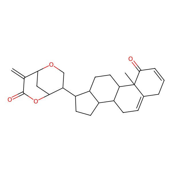 2D Structure of (8R)-4-methylidene-8-[(8S,10R)-10-methyl-1-oxo-7,8,9,11,12,13,14,15,16,17-decahydro-4H-cyclopenta[a]phenanthren-17-yl]-2,6-dioxabicyclo[3.3.1]nonan-3-one