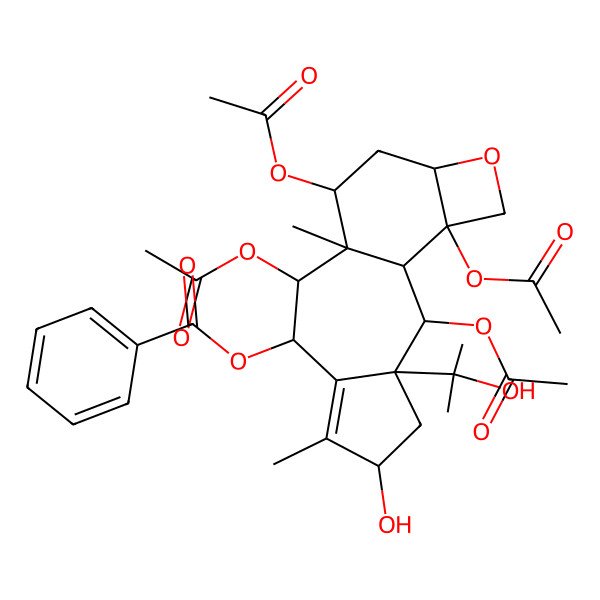 2D Structure of [(1R,2S,3S,5S,8R,9R,10S,11S,13R,16S)-2,9,11,16-tetraacetyloxy-5-hydroxy-3-(2-hydroxypropan-2-yl)-6,10-dimethyl-14-oxatetracyclo[8.6.0.0^{3,7.0^{13,16]hexadec-6-en-8-yl] benzoate