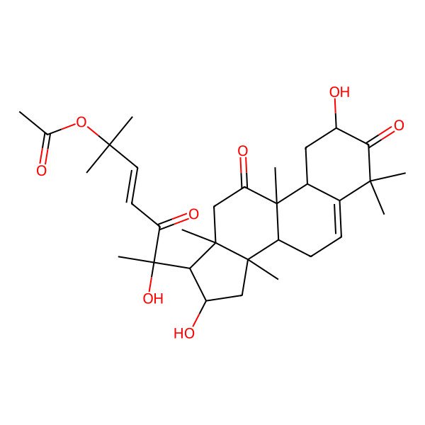 2D Structure of [(E,6R)-6-[(2S,9R,10R,13R,14S,16R)-2,16-dihydroxy-4,4,9,13,14-pentamethyl-3,11-dioxo-2,7,8,10,12,15,16,17-octahydro-1H-cyclopenta[a]phenanthren-17-yl]-6-hydroxy-2-methyl-5-oxohept-3-en-2-yl] acetate