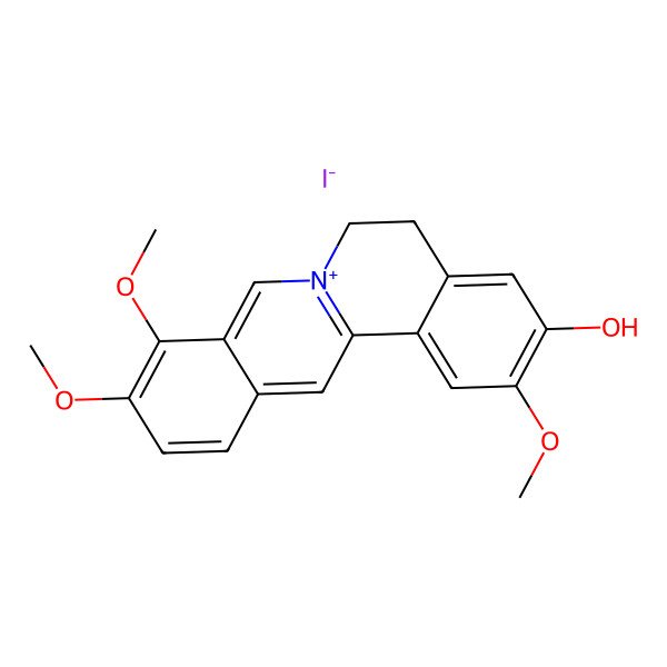 2D Structure of 2,9,10-Trimethoxy-5,6-dihydroisoquinolino[2,1-b]isoquinolin-7-ium-3-ol;iodide