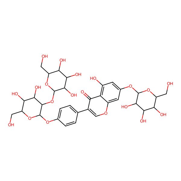 2D Structure of 4'-(2-O-beta-D-Glucopyranosyl-beta-D-glucopyranosyloxy)-5-hydroxy-7-(beta-D-glucopyranosyloxy)isoflavone