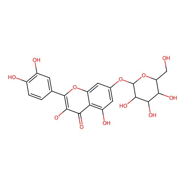 2D Structure of 2-(3,4-dihydroxyphenyl)-5-hydroxy-4-oxo-7-[(2S,3R,4S,5S,6R)-3,4,5-trihydroxy-6-(hydroxymethyl)oxan-2-yl]oxychromen-3-olate