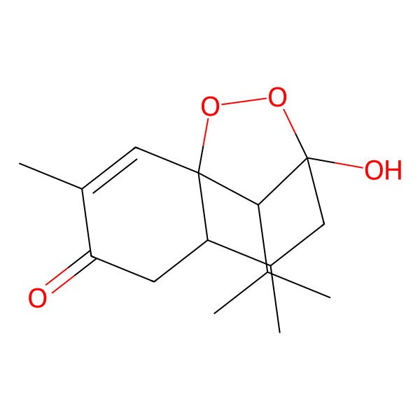 2D Structure of (1S,6S,7R,9S,12S)-9-hydroxy-3,7-dimethyl-12-propan-2-yl-10,11-dioxatricyclo[7.2.1.01,6]dodec-2-en-4-one