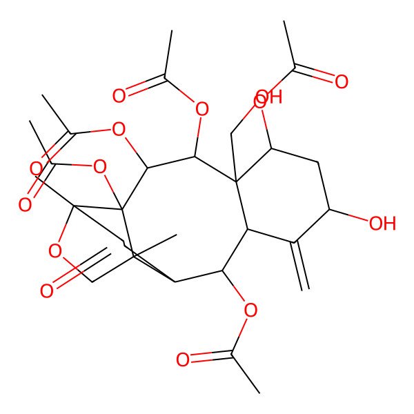 2D Structure of [(2R,3S,4R,5R,6S,8S,10R,11R,12R,15S)-2,3,4,11-tetraacetyloxy-8-hydroxy-5-(hydroxymethyl)-1,15-dimethyl-9-methylidene-14-oxo-16-oxatetracyclo[10.5.0.02,15.05,10]heptadecan-6-yl] acetate