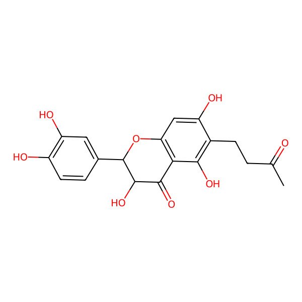 2D Structure of 2alpha-(3,4-Dihydroxyphenyl)-3beta,5,7-trihydroxy-6-(3-oxobutyl)-2H-1-benzopyran-4(3H)-one