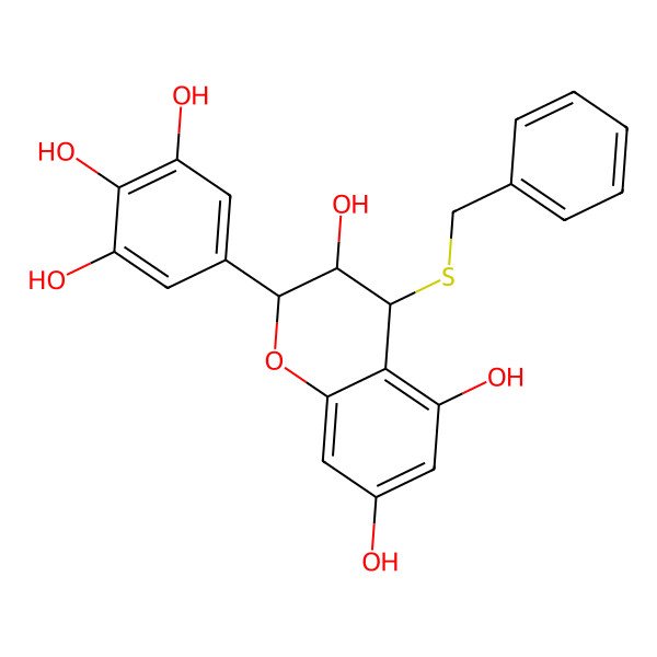 2D Structure of 2alpha-(3,4,5-Trihydroxyphenyl)-4beta-(benzylthio)-3,4-dihydro-2H-1-benzopyran-3alpha,5,7-triol