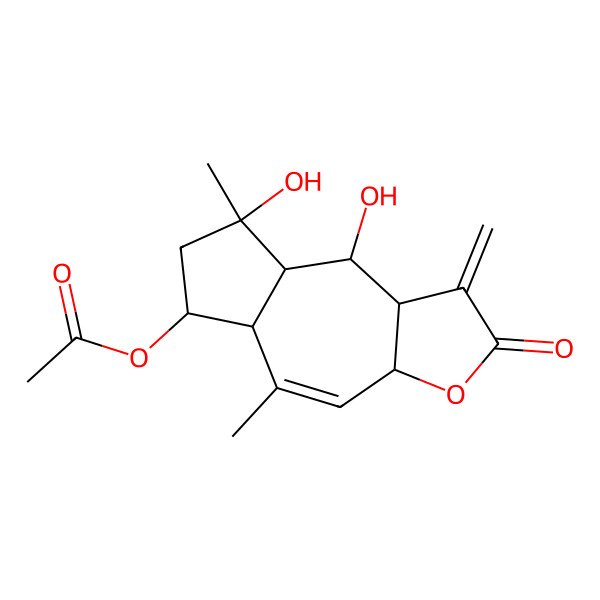 2D Structure of 2Alpha-Acetoxy-4Alpha,6Alpha-Dihydroxy-1Beta,5Alphah-Guai-9(10),11(13)-Dien-12,8Alpha-Olide