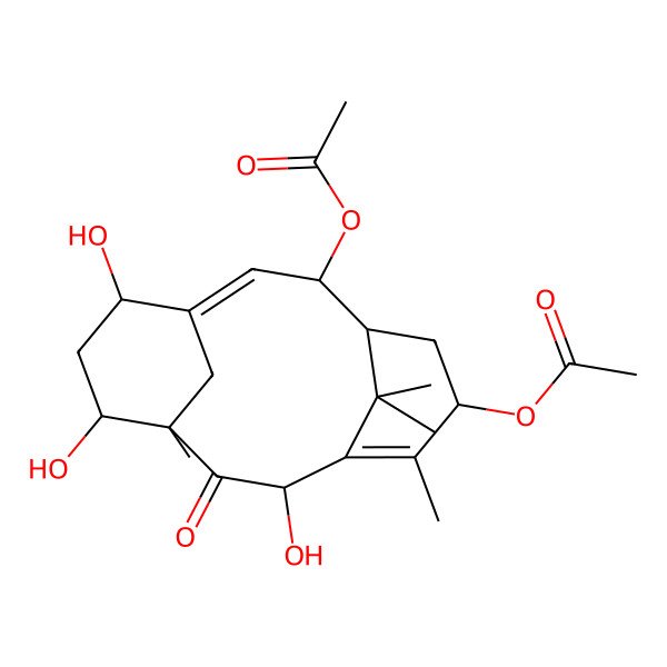 2D Structure of [(1E,3S,4R,6S,9R,11S,12S,14S)-3-acetyloxy-9,12,14-trihydroxy-7,11,16,16-tetramethyl-10-oxo-6-tricyclo[9.3.1.14,8]hexadeca-1,7-dienyl] acetate