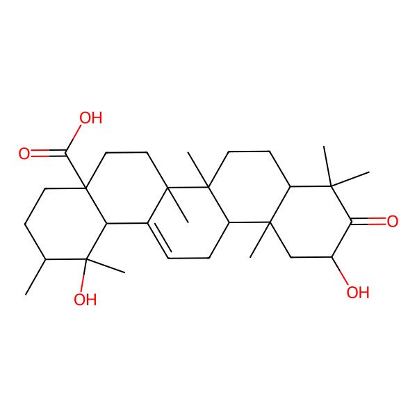 2D Structure of 2alpha,19alpha-Dihydroxy-3-oxo-12-ursen-28-oic acid