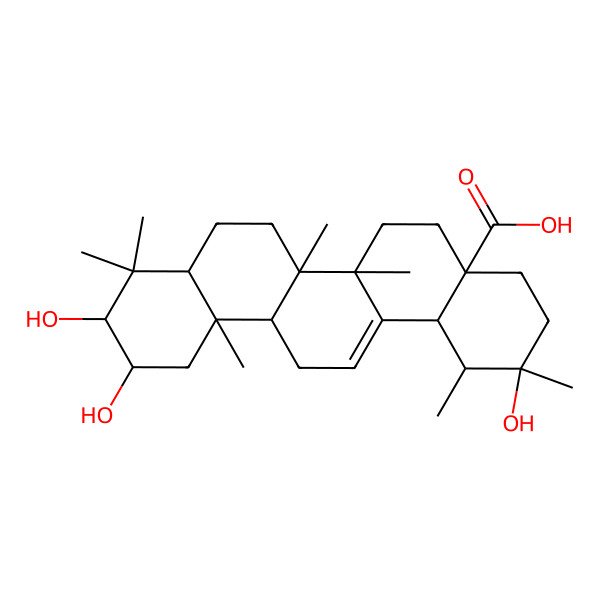 2D Structure of 2alpha,20beta-Trihydroxyurs-12-en-28-oic acid