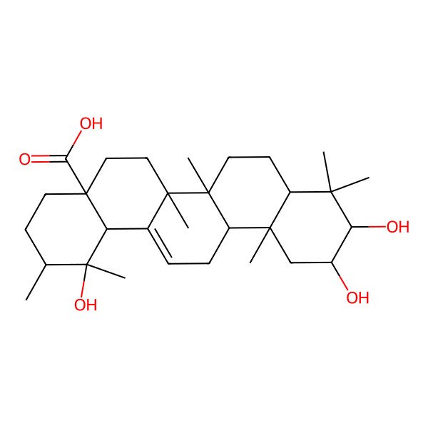 2D Structure of 2alpha,3alpha,19 alpha-Trihydroxyurs-12-en-28-oic acid