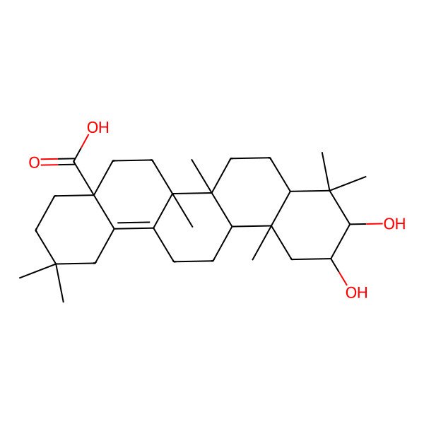2D Structure of 2alpha,3beta-Dihydroxyolean-13(18)-en-28-oic acid