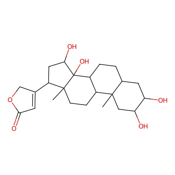 2D Structure of 2alpha,3beta,14,15beta-Tetrahydroxy-5alpha-card-20(22)-enolide