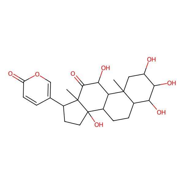 2D Structure of 2alpha,3beta,4beta,11alpha,14beta-Pentahydroxy-12-oxo-20,21,22,23-tetradehydro-5alpha-bufanolide