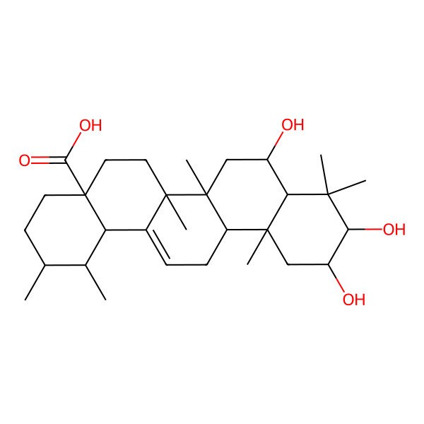2D Structure of (2alpha,3beta,6beta)-2,3,6-Trihydroxyurs-12-en-28-oic acid