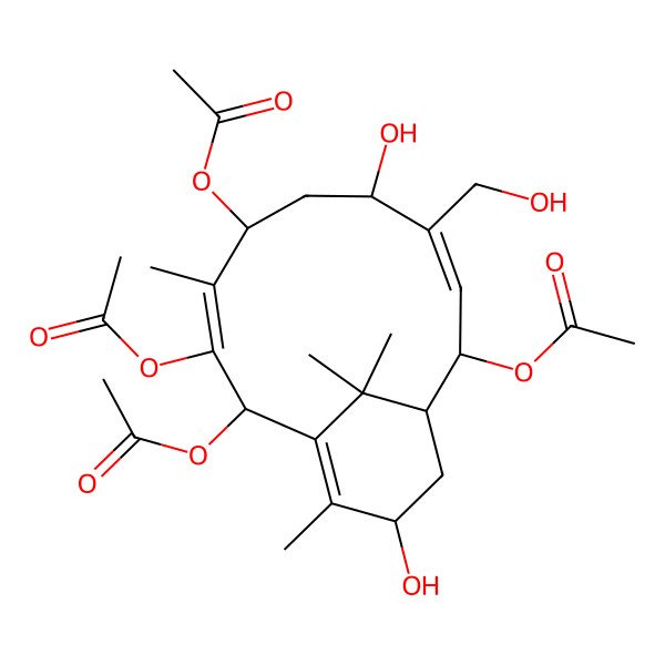 2D Structure of 2alpha,7beta,9,10beta-Tetraacetoxy-3,8-secotaxa-3,8,11-triene-5alpha,13alpha,20-triol
