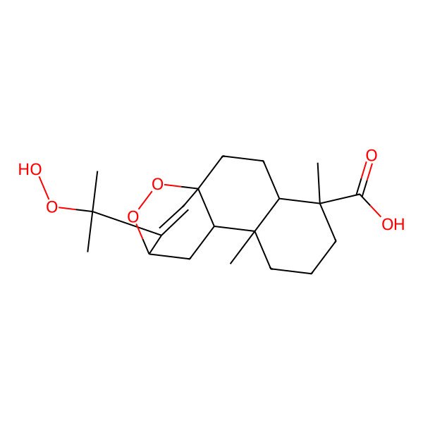 2D Structure of (1S,4R,5S,9S,10R,12S)-16-(2-hydroperoxypropan-2-yl)-5,9-dimethyl-13,14-dioxatetracyclo[10.2.2.01,10.04,9]hexadec-15-ene-5-carboxylic acid