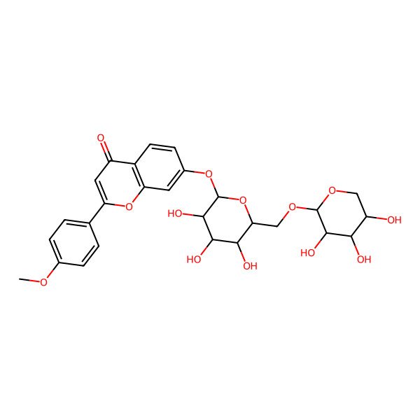 2D Structure of 2-(4-methoxyphenyl)-7-[(2S,3R,4S,5S,6R)-3,4,5-trihydroxy-6-[[(2S,3R,4S,5R)-3,4,5-trihydroxyoxan-2-yl]oxymethyl]oxan-2-yl]oxychromen-4-one