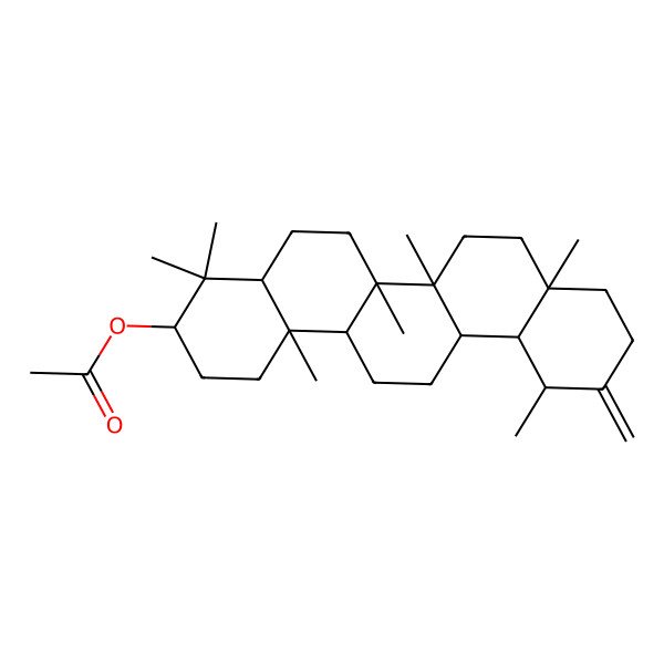 2D Structure of [(6aR,6aR,6bR,8aR,12aS,14aR,14bR)-4,4,6a,6b,8a,12,14b-heptamethyl-11-methylidene-1,2,3,4a,5,6,6a,7,8,9,10,12,12a,13,14,14a-hexadecahydropicen-3-yl] acetate