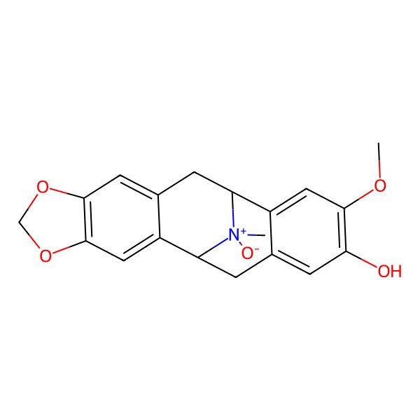2D Structure of (1S,12S,20S)-15-methoxy-20-methyl-20-oxido-5,7-dioxa-20-azoniapentacyclo[10.7.1.02,10.04,8.013,18]icosa-2,4(8),9,13,15,17-hexaen-16-ol