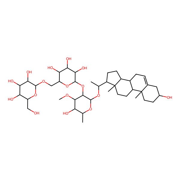 2D Structure of (2R,3S,4S,5R,6R)-2-(hydroxymethyl)-6-[[(2R,3S,4S,5R,6S)-3,4,5-trihydroxy-6-[(2R,3R,4S,5S,6R)-5-hydroxy-2-[1-[(3S,10R,13S)-3-hydroxy-10,13-dimethyl-2,3,4,7,8,9,11,12,14,15,16,17-dodecahydro-1H-cyclopenta[a]phenanthren-17-yl]ethoxy]-4-methoxy-6-methyloxan-3-yl]oxyoxan-2-yl]methoxy]oxane-3,4,5-triol