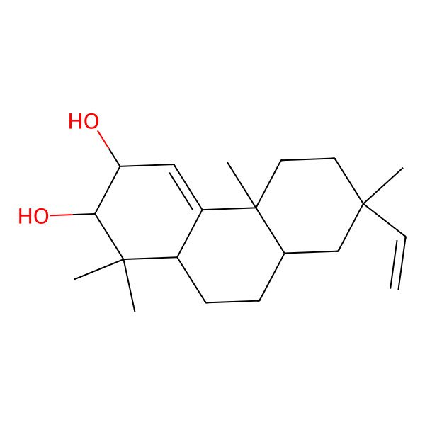 2D Structure of (2R,3R,4bR,7R,8aR,10aR)-7-ethenyl-1,1,4b,7-tetramethyl-3,5,6,8,8a,9,10,10a-octahydro-2H-phenanthrene-2,3-diol