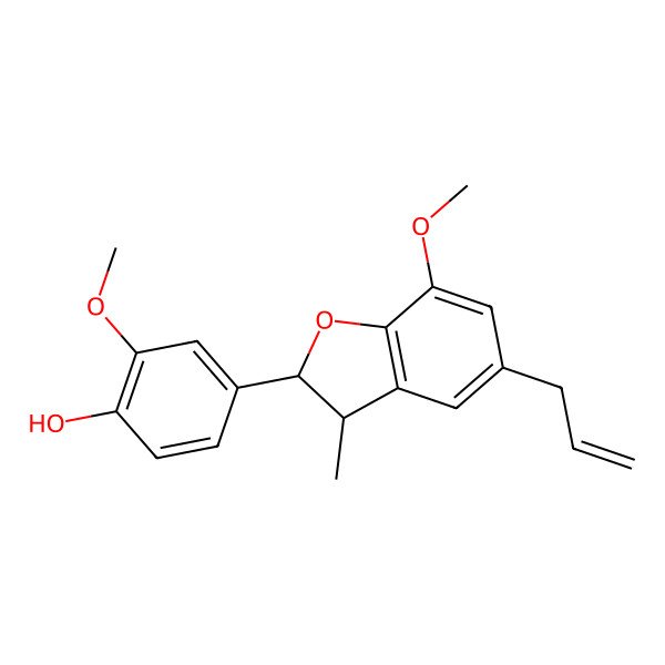 2D Structure of 2beta-(3-Methoxy-4-hydroxyphenyl)-3alpha-methyl-5-allyl-7-methoxy-2,3-dihydrobenzofuran