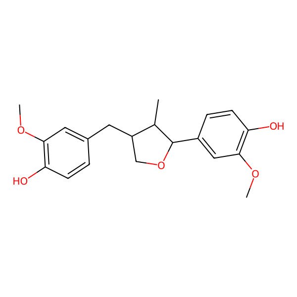2D Structure of 2beta-(4-Hydroxy-3-methoxyphenyl)-3alpha-methyl-4alpha-(4-hydroxy-3-methoxybenzyl)tetrahydrofuran